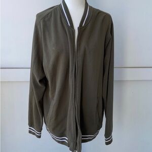 Five Four Sage Green Zip up Bomber Varsity Sweatshirt Jacket; Men’s Large